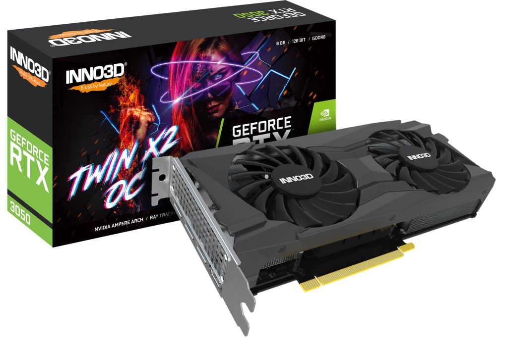Inno3D GeForce RTX 3050 8GB TWIN X2 OC videokártya (N30502-08D6X-11902130)