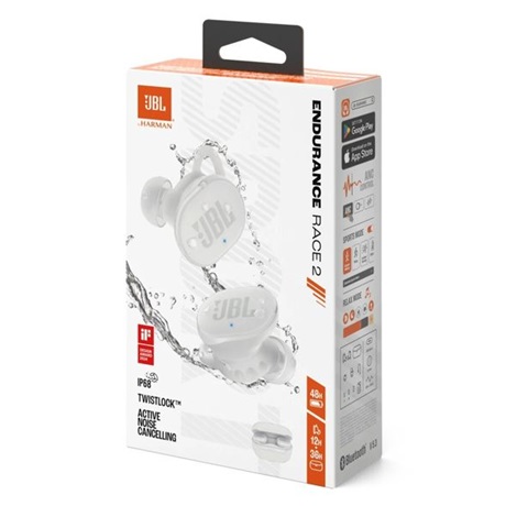 JBL Endurance Race 2 True Wireless Bluetooth zajszűrős fehér sport fülhallgató