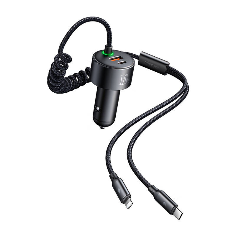 Mcdodo USB-C+Lightning autós töltő fekete