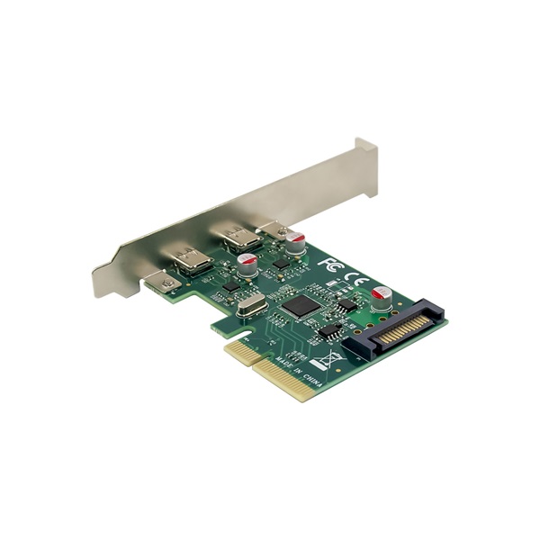 Conceptronic EMRICK07G  PCIe x4 to 2x USB-C 3.2 Gen2  Táp: 15pin SATA Bővítőkártya 