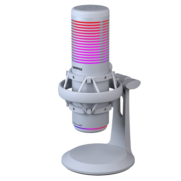 Rampage BEMOL USB PC/MAC/Android zajelnyomó állvány fehér 2m kábel RGB Mikrofon Rampage BEMOL USB PC/MAC/Android zajelnyomó állvány fehér 2m kábel RGB Mikrofon