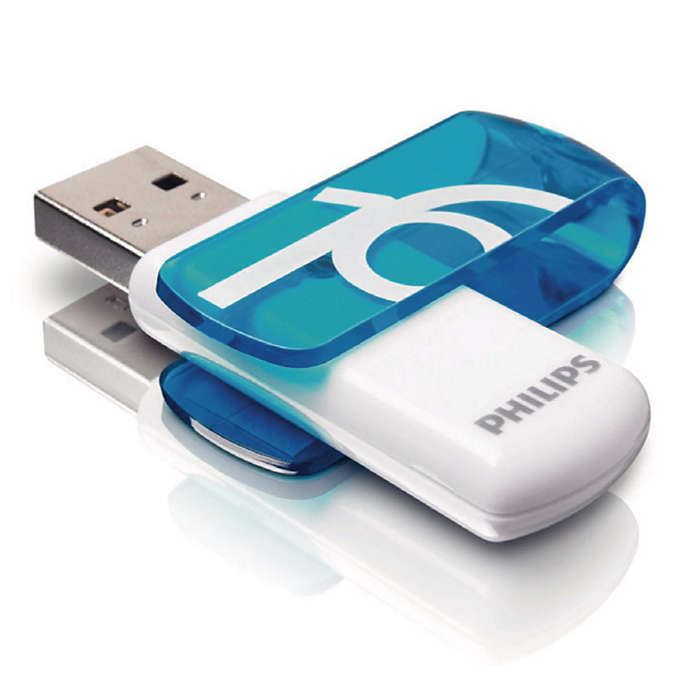 Pen Drive 16GB Philips Vivid USB 2.0 fehér-kék (FM16FD05B/10) Pen Drive 16GB Philips Vivid USB 2.0 fehér-kék (FM16FD05B/10)