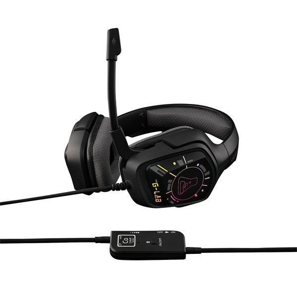 The G-Lab  KORP COBALT 7.1 EX  mikrofon  USB hangerőszabályzó nagy-párnás  RGB Fejhallgató  Fekete 