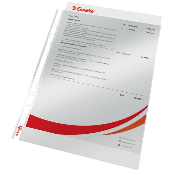 Esselte A4 55mikronos 10db/cs víztiszta lefűzhető genotherm