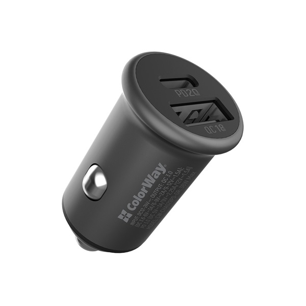 COLORWAY CW-CHA029PD-GR 2xUSB (Type-C PD20W + USB QC3.0 ) (38W) Autós töltő Szürke COLORWAY CW-CHA029PD-GR 2xUSB (Type-C PD20W + USB QC3.0 ) (38W) Autós töltő Szürke