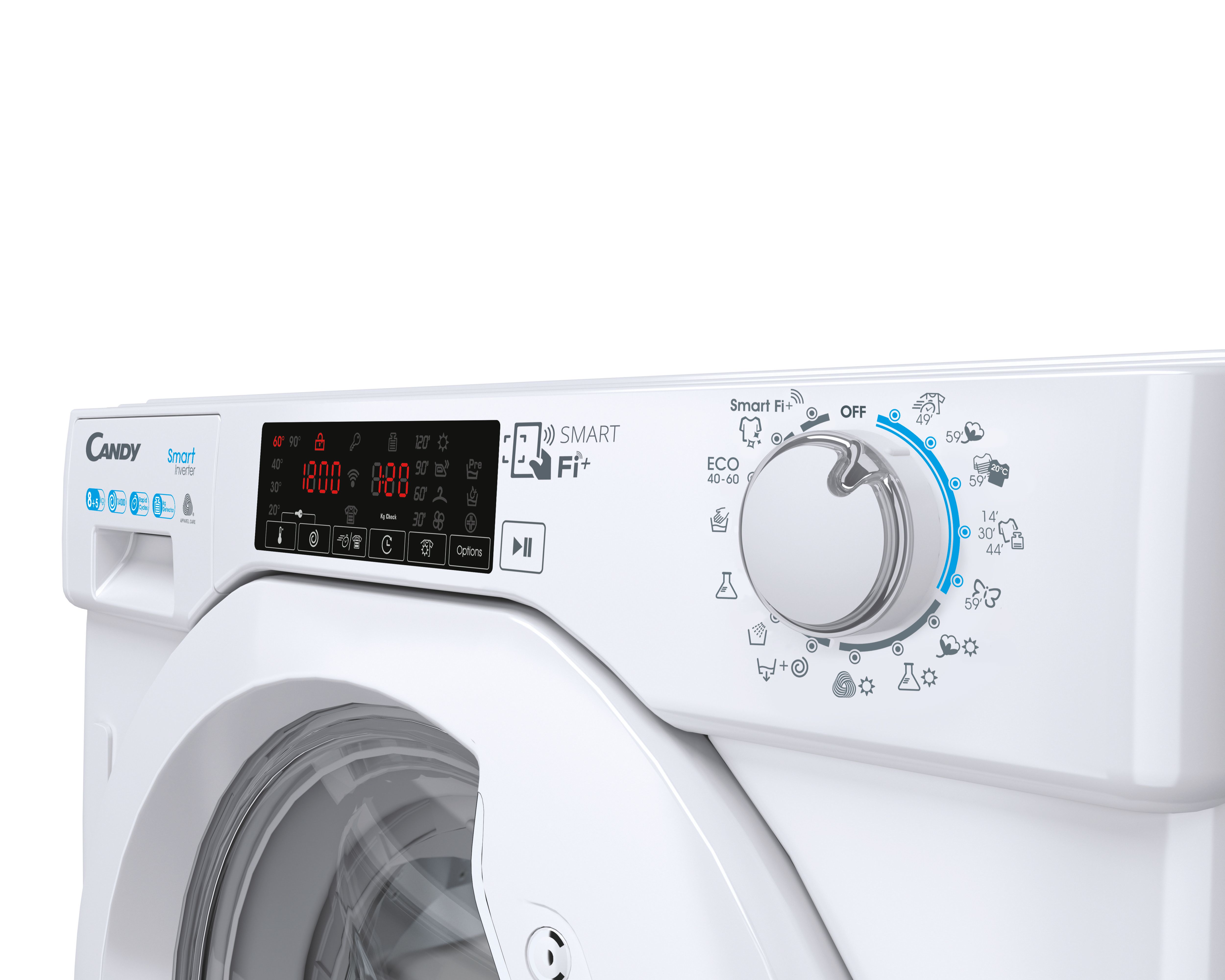 Candy CBDO485TWME/1-S Beépíthető elöltöltős mosó- és szárítógép – 8 kg, 1400 ford./perc, D Energiaosztály, Simply-Fi  Wi-Fi + NFC, Mix Power System