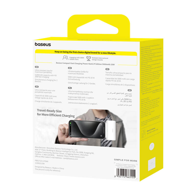 Baseus Compact 5000mAh 20W powerbank  Fehér 