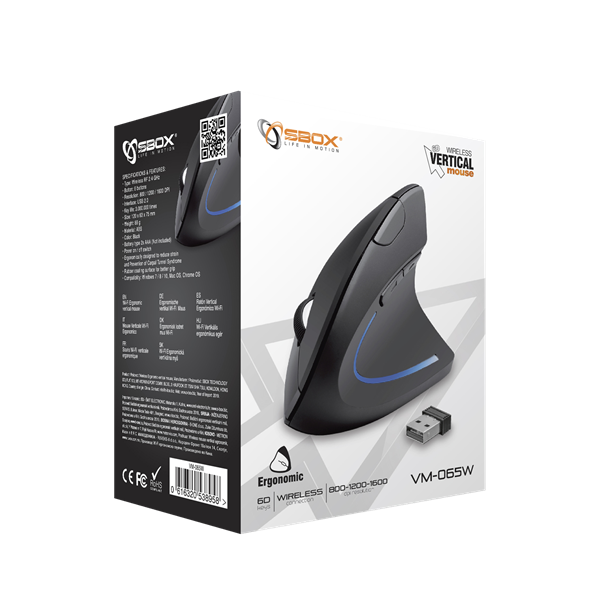SBOX VM-065 Vertical  WIRELESS  Egér 