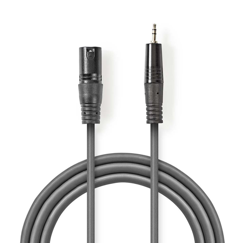 Nedis XLR 3-Tűs Dugasz, 3.5 mm Dugasz, PVC, nikkelezett, szimmetrikus audió kábel , 3m, sötét szürke (COTH15300GY30)