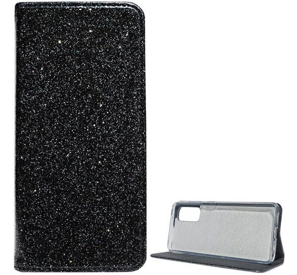Tok álló, bőr hatású (FLIP, szilikon belső, oldalra nyíló, asztali tartó funkció, bankkártya tartó, csillogó) FEKETE [Samsung Galaxy S20 ... Tok álló, bőr hatású (FLIP, szilikon belső, oldalra nyíló, asztali tartó funkció, bankkártya tartó, csillogó) FEKETE [Samsung Galaxy S20 ...