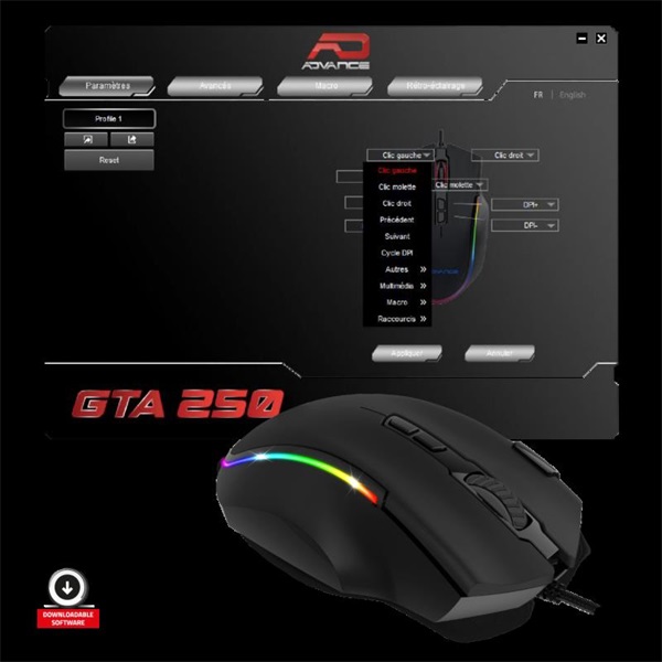 Advance GTA 250  RGB Egér  Fekete