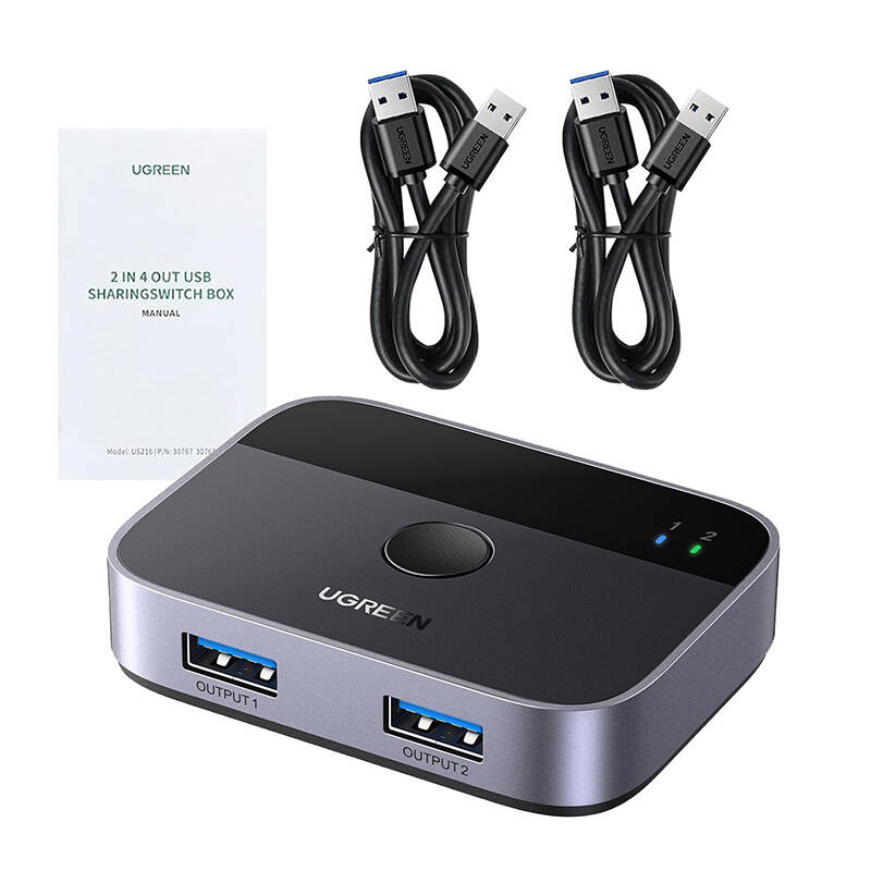 UGREEN CM757 USB 3.0 (2x2) switch, 5 Gbps + 2x USB kábel 1.5m