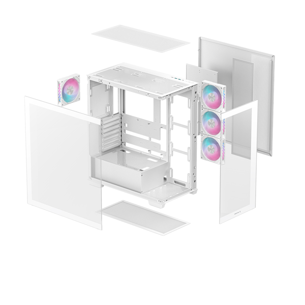 DeepCool CG580 4F WH ablakos  4x12cm A-RGB Számítógépház   Fehér  