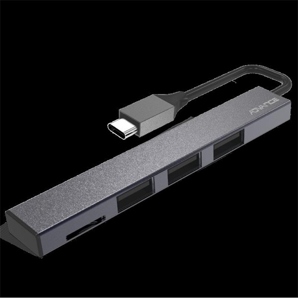 Advance XPAND SMART USB-C 2IN1 USB-C to 3xUSB-A2.0+MicroSD/SDHC/SDXC USB Hub Szürke Advance XPAND SMART USB-C 2IN1 USB-C to 3xUSB-A2.0+MicroSD/SDHC/SDXC USB Hub Szürke