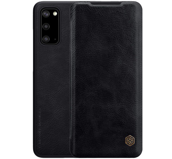 NILLKIN QIN tok álló, bőr hatású (FLIP, oldalra nyíló, bankkártya tartó) FEKETE [Samsung Galaxy S20 5G (SM-G981U)]