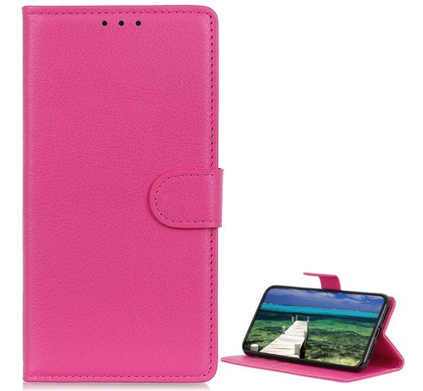 Tok álló, bőr hatású (FLIP, oldalra nyíló, asztali tartó funkció, prémium) RÓZSASZÍN [Nokia G20]