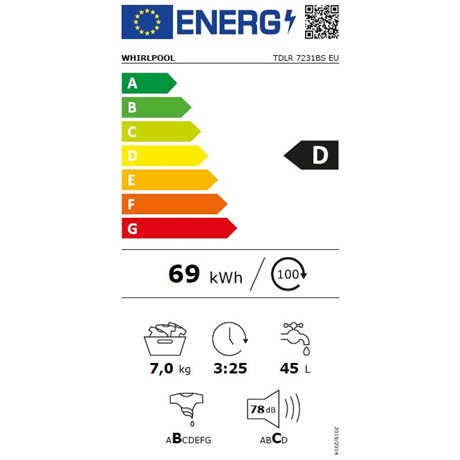 Whirlpool TDLR 7231BS EU felültöltős mosógép fehér