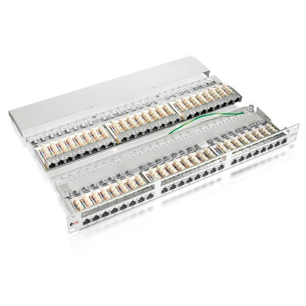 Equip  326448  48 port cat6 1U  árnyékolt Patch panel Fekete
