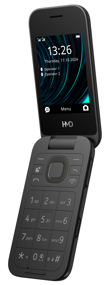 HMD 2660 FLIP 4G DS fekete kártyafüggetlen mobiltelefon