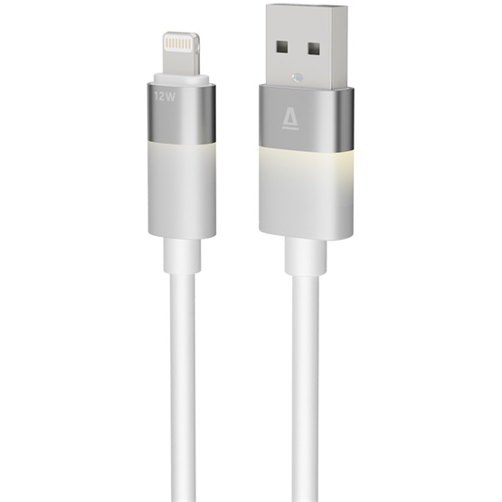 KAB AVAX CB310 GLOWY USB-A - Lightning töltőkábel, fehér - 1m