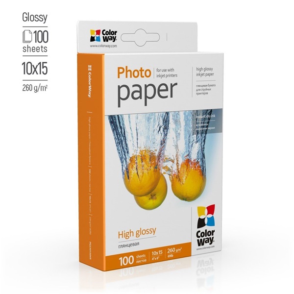 COLORWAY PG2601004R   magasfényű (high glossy)  260 g/m2 10x15  100 lap  Fotópapír