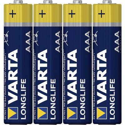 Mikroelem AAA, alkáli mangán, 1,5V, 4 db, Varta Longlife LR03, AAA, LR3, AM4M8A, AM4, S