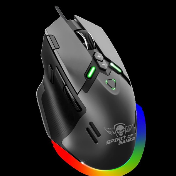 Spirit of Gamer ELITE-M60 Optikai  20000 DPI  1000Hz  9 programozható gomb  RGB  vezetékes Egér Fekete