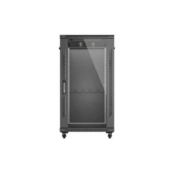 Lanberg 19" szabadon álló rack szekrény 22U/600X1000 üvegajtó, lapraszerelt, fekete