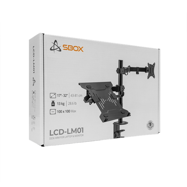 Sbox LCD-LM01-2 13"-27" asztali laptop és monitor tartó konzol Sbox LCD-LM01-2 13"-27" asztali laptop és monitor tartó konzol