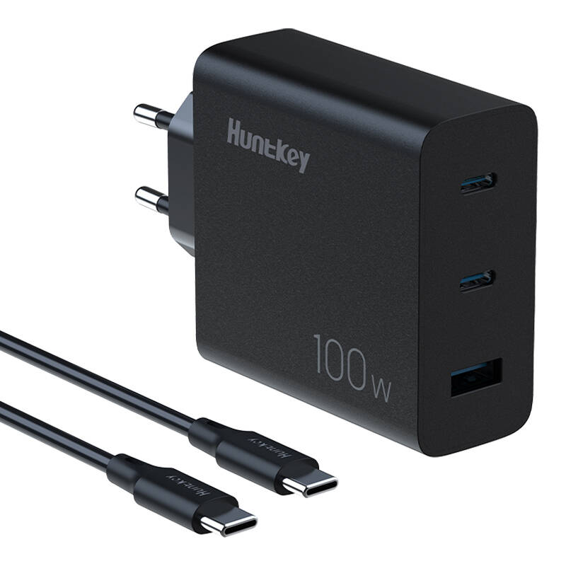 HuntKey P100 100W PD wall charger + USB-C to USB-C cable