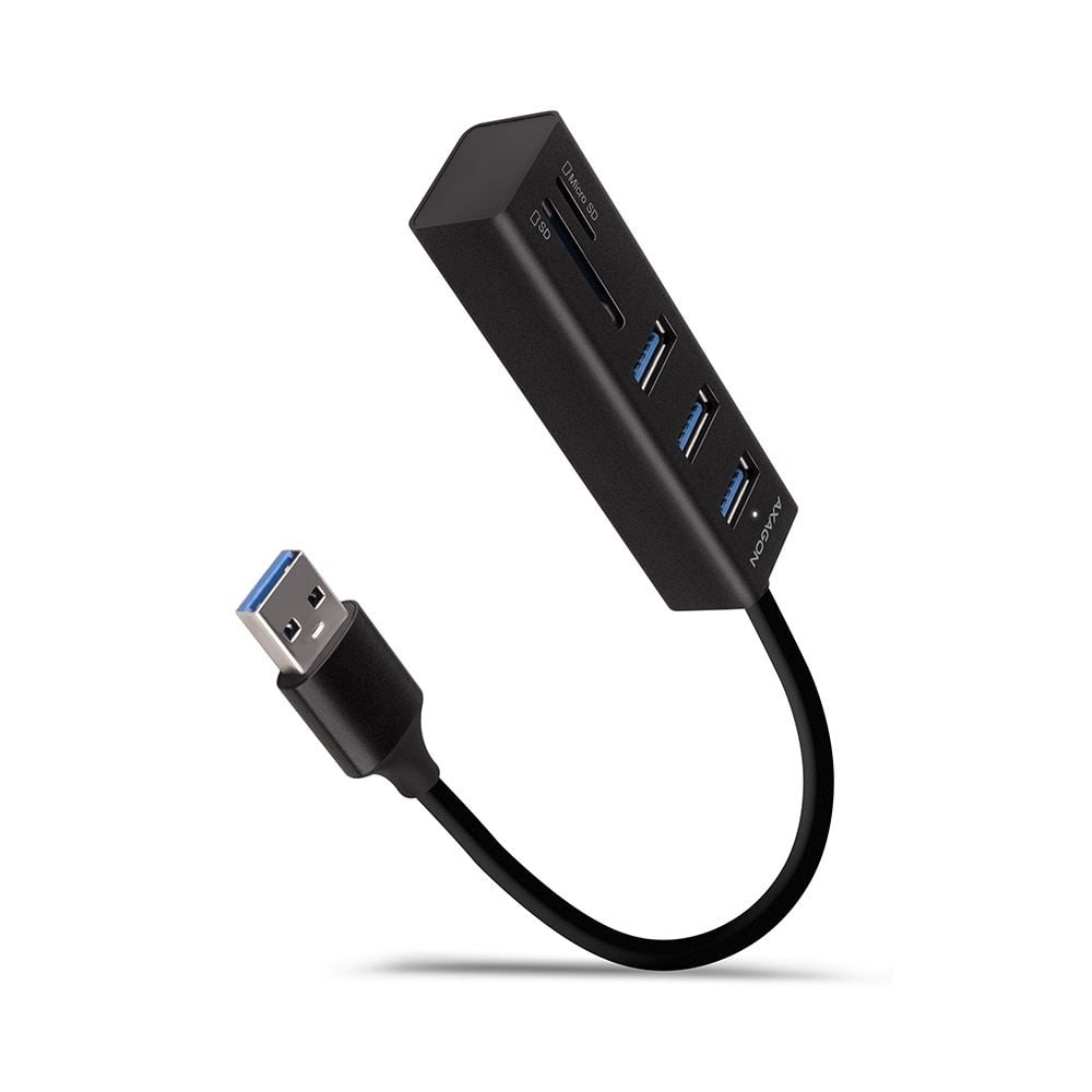 Axagon HMA-CR3A 3 portos USB3.2 Gen 2 hub kártyaolvasóval fekete Axagon HMA-CR3A 3 portos USB3.2 Gen 2 hub kártyaolvasóval fekete