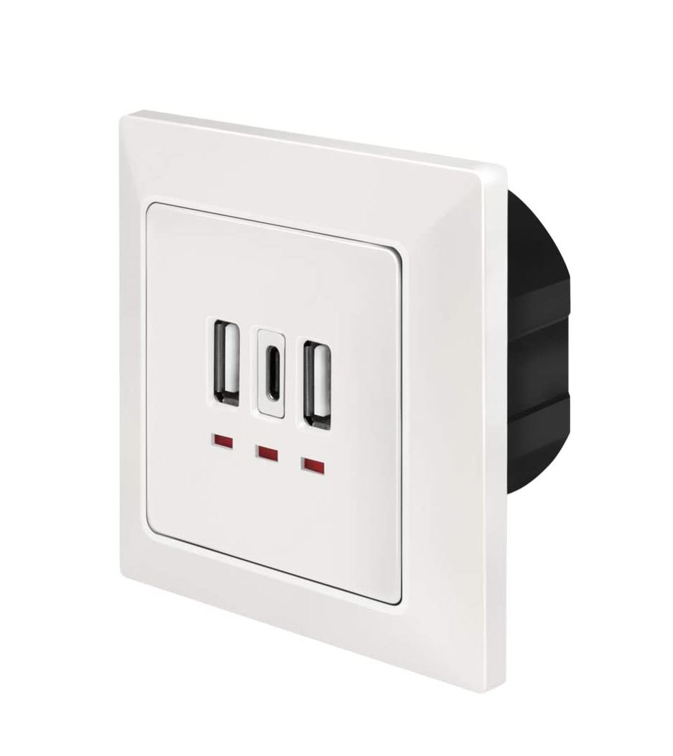 Logilink  2x USB-A 1x USB-C Fali konnektor