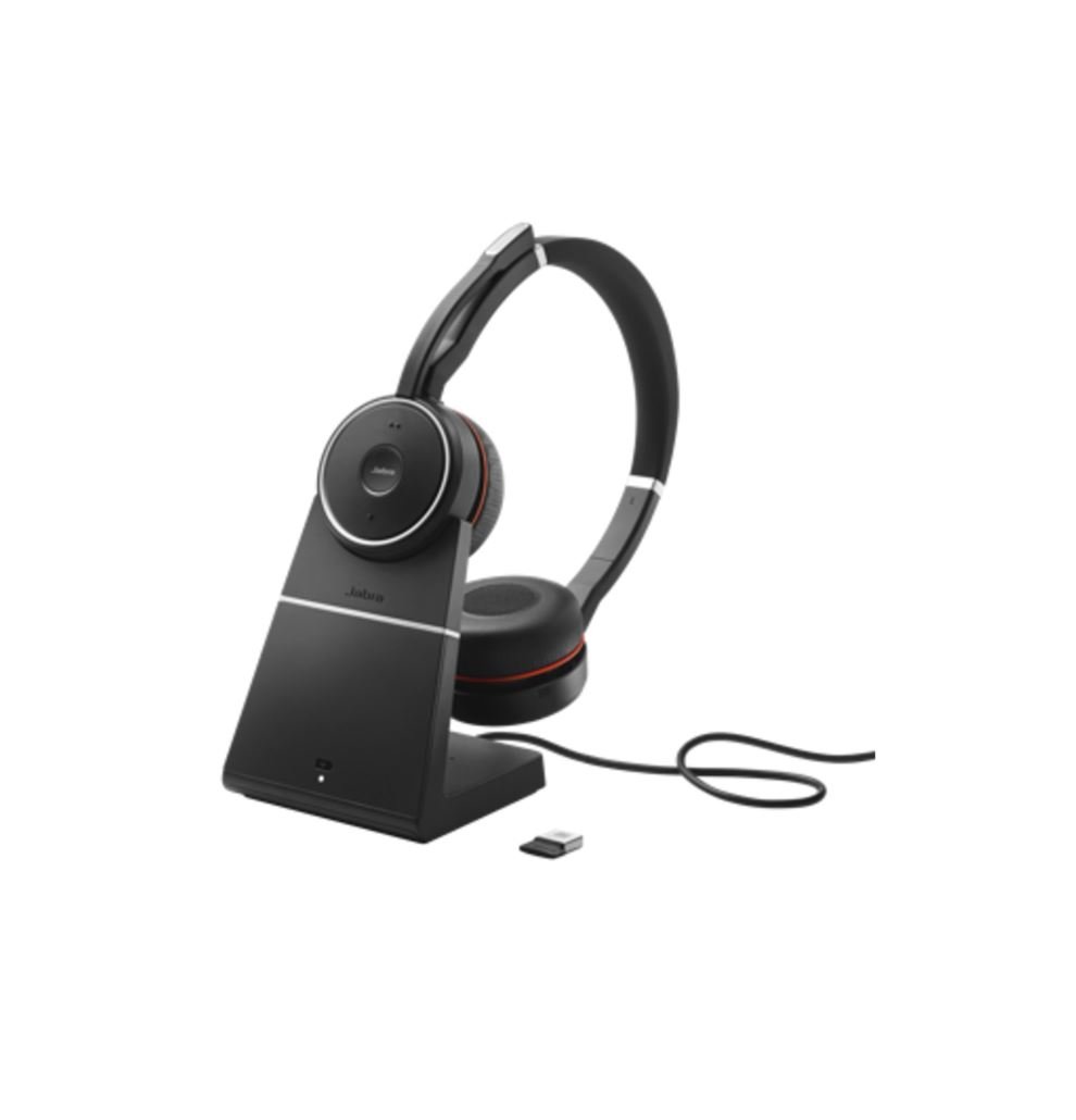 Jabra Evolve 75 SE LINK380A MS sztereó headset fekete-piros + töltőállvány (7599-842-199)