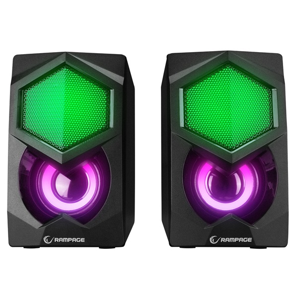 Rampage 2.0 RMS-N29 2x3W RGB hangerőszabályzó USB Hangszóró Rampage 2.0 RMS-N29 2x3W RGB hangerőszabályzó USB Hangszóró