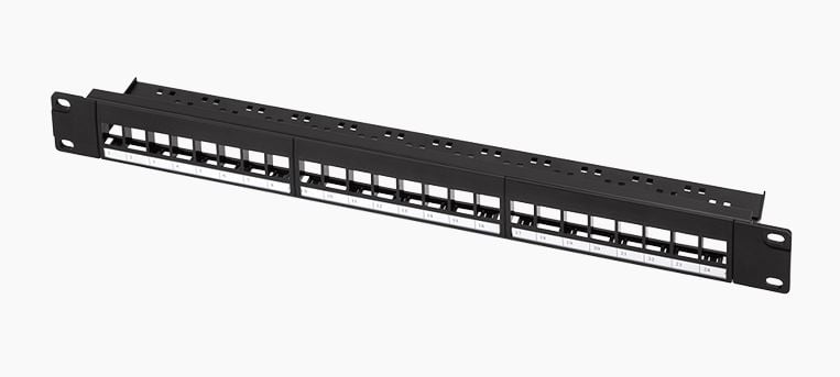 Logilink 19" patch panel 24 Keystone jack csatlakozóhoz 1U terheletlen Fekete
