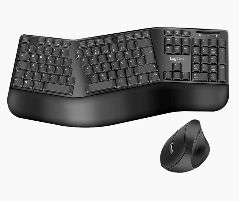 Logilink ID0211 Ergonomikus vezeték nélküli billentyűzetes egérkészlet fekete Logilink ID0211 Ergonomikus vezeték nélküli billentyűzetes egérkészlet fekete