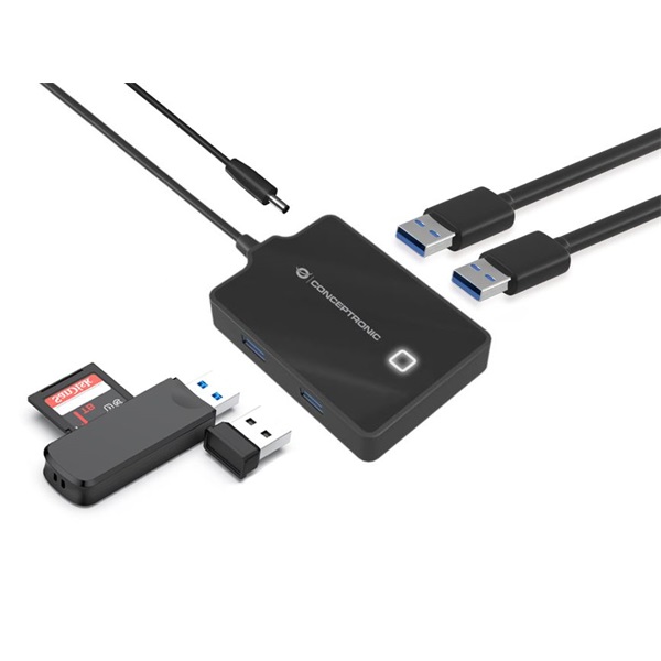 Conceptronic  HUBBIES11BP  4 port Aktív USB Hub Fekete 