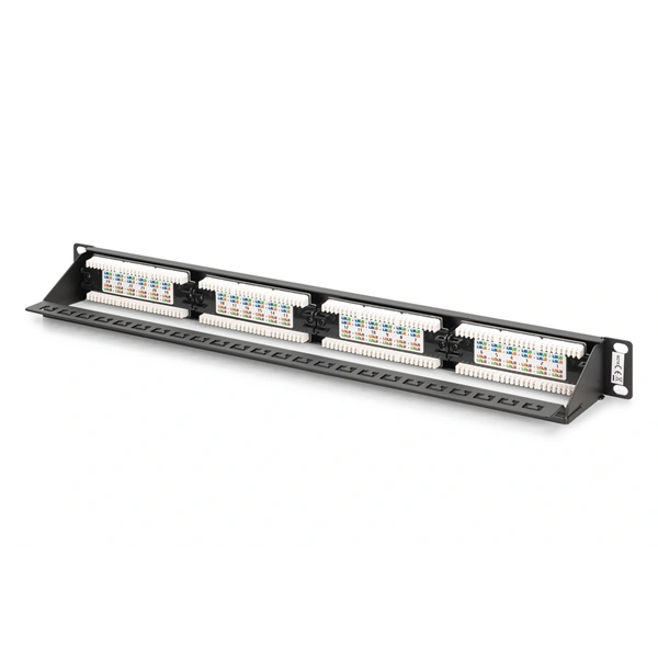 DIGITUS DN-91624U-CR 19" 1U 24port Cat.6 kompakt fekete árnyékolatlan Patch Panel