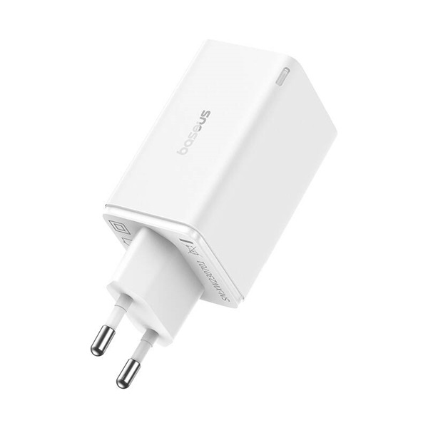 Baseus GaN6 Pro hálózati gyorstöltő 65W 2×USB Type-C + 2×USB Type-A fehér + 100W USB Type-C 1m kábel