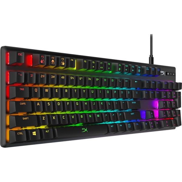 HyperX Mechanikus Billentyűzet   Alloy Origins Aqua  Vezetékes  USB  81 gomb  HX Aqua switch angol kiosztás Fekete 