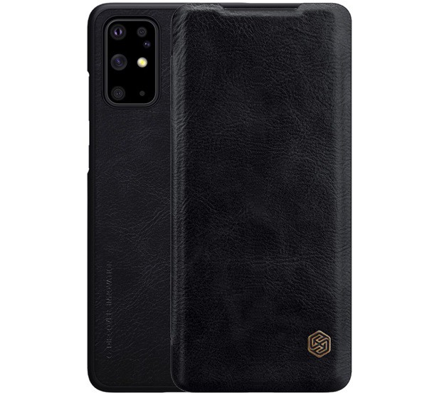 NILLKIN QIN tok álló, bőr hatású (FLIP, oldalra nyíló, bankkártya tartó) FEKETE [Samsung Galaxy S20 Plus 5G (SM-G986)]