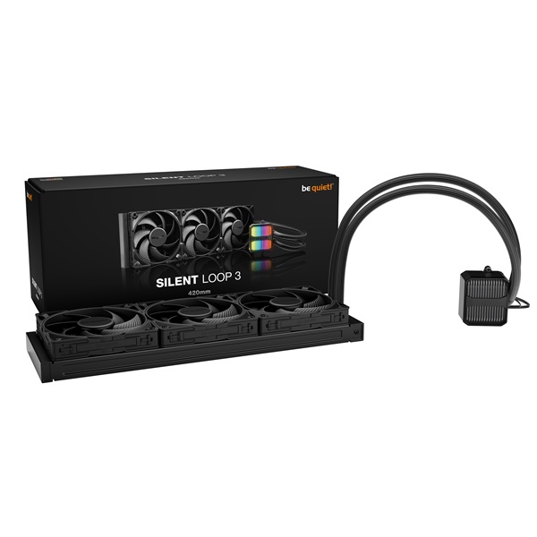 Be Quiet! SILENT LOOP 3 420mm Black 3x140mm csatlakozó: 3pin cső hossza: 400mm CPU Water Cooler Fekete Be Quiet! SILENT LOOP 3 420mm Black 3x140mm csatlakozó: 3pin cső hossza: 400mm CPU Water Cooler Fekete