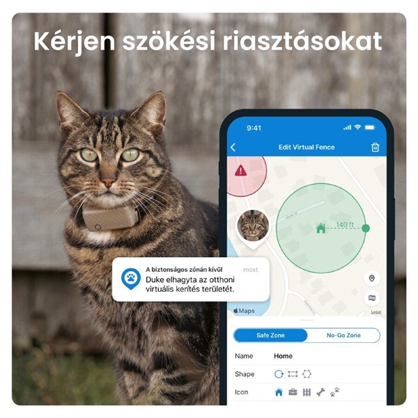 Tractive GPS CAT Mini barna macska GPS nyomkövető és tevékenységfigyelő