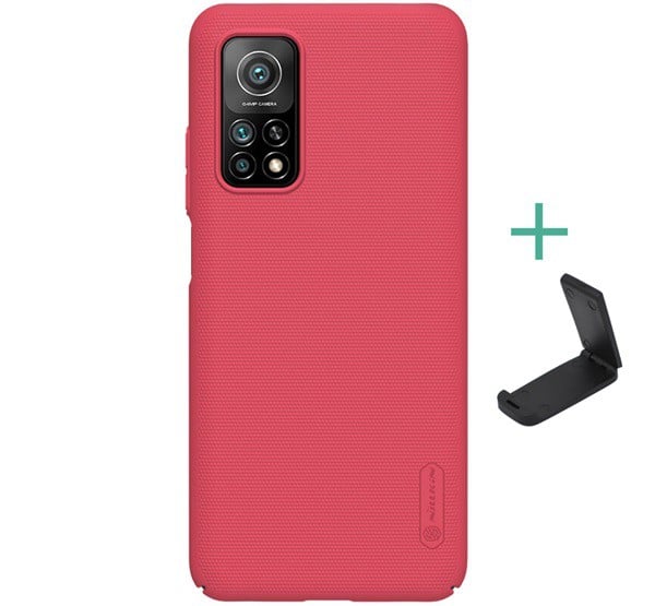 NILLKIN SUPER FROSTED műanyag telefonvédő (gumírozott, érdes felület + asztali tartó) PIROS [Xiaomi Mi 10T Pro 5G]