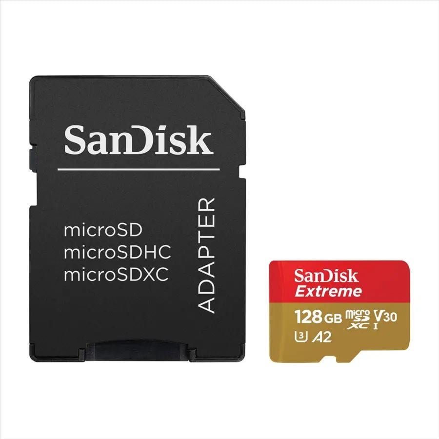 128GB microSDXC Sandisk Extreme CL10 A2 V30 + adapter (SDSQXAA-128G-GN6MA / 121586) 128GB microSDXC Sandisk Extreme CL10 A2 V30 + adapter (SDSQXAA-128G-GN6MA / 121586)