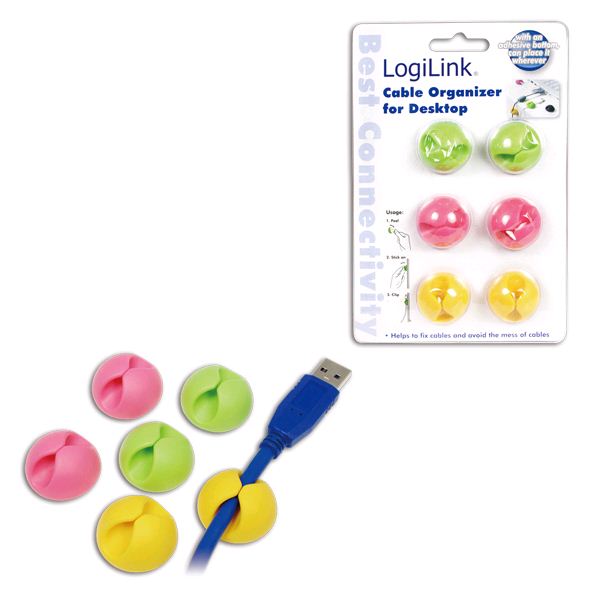 LogiLink öntapadós kábelrendező (6db) 3 szín (KAB0010) LogiLink öntapadós kábelrendező (6db) 3 szín (KAB0010)