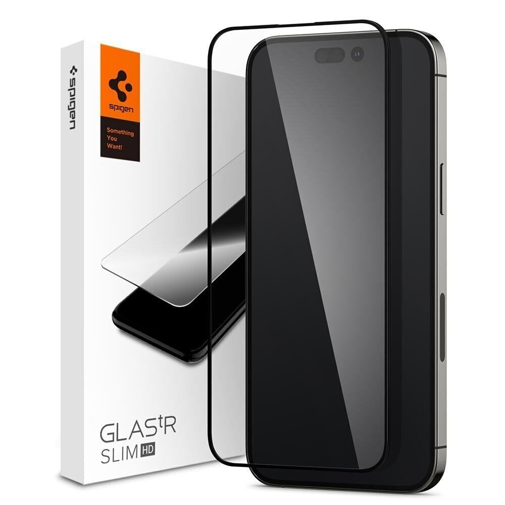Spigen GLAS.tR Slim Full Cover HD Apple iPhone 14 Pro Max edzett üveg kijelzővédő fólia fekete kerettel (AGL05209)