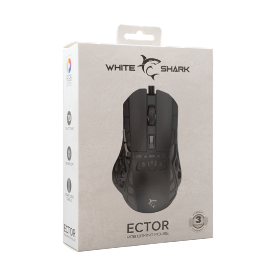  White Shark GM-5016B ECTOR-B vezetékes gamer egér RGB Fekete