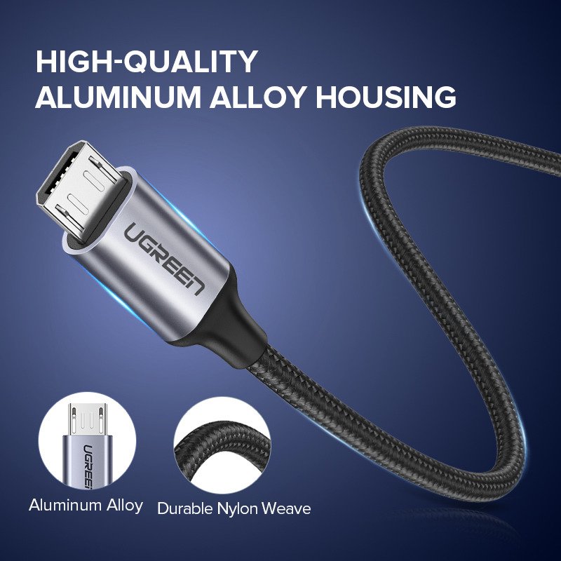 USB-Mikro USB-kábel UGREEN QC 3.0 2,4A 2m (fekete)