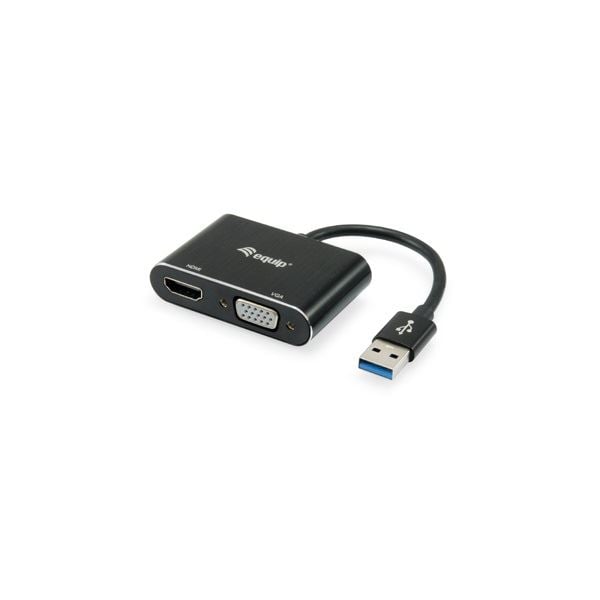 Equip 133386 USB3.0 - VGA+HDMI kábel fekete